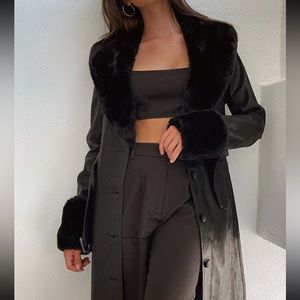 Brooklyn Faux leather long coat black